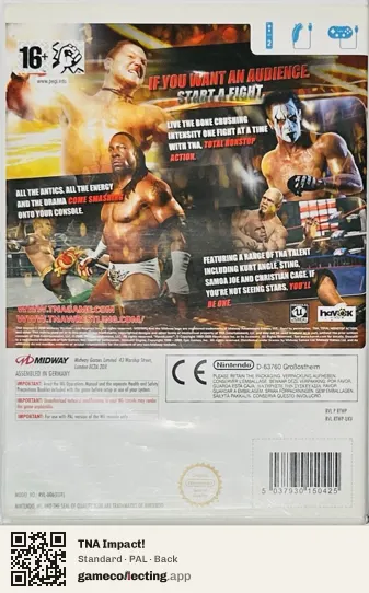 TNA Impact! Nintendo Wii, PAL box back