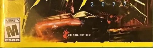 Cyberpunk 2077, the ESRB box on its front