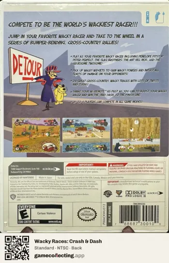 Wacky Races: Crash & Dash Nintendo Wii, NTSC box back