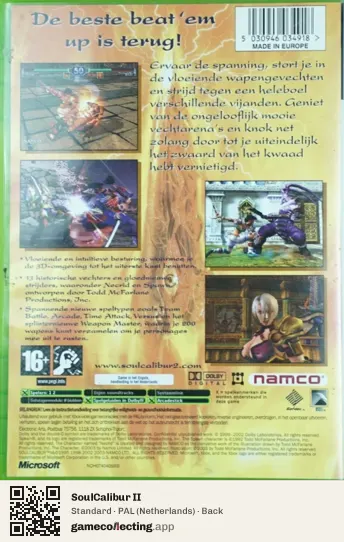 SoulCalibur II Xbox, Netherlands box back