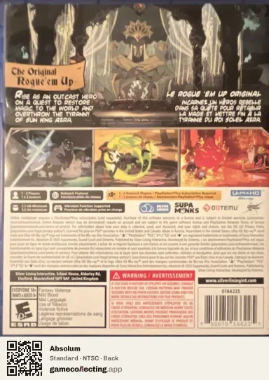 Absolum PlayStation 5, NTSC box back