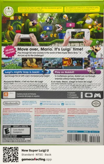 New Super Luigi U Nintendo Wii U, NTSC box back