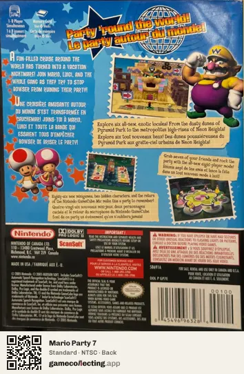 Mario Party 7 Nintendo GameCube, NTSC box back