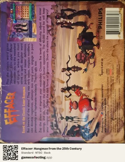 Effacer: Hangman from the 25th Century Philips CD-i, NTSC box back