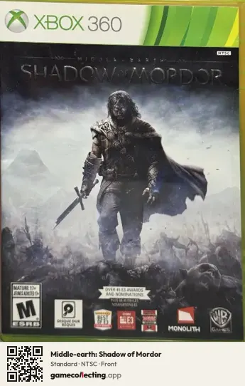 Middle-earth: Shadow of Mordor Xbox 360, NTSC box front