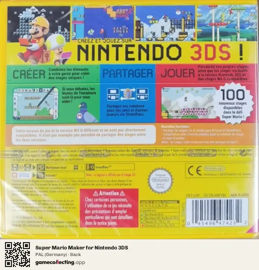 Super Mario Maker for Nintendo 3DS Nintendo 3DS, Germany box back