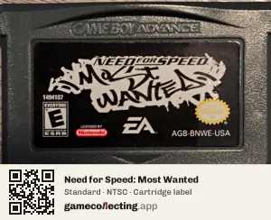 Need for Speed: Most Wanted Game Boy Advance, NTSC cartridge label