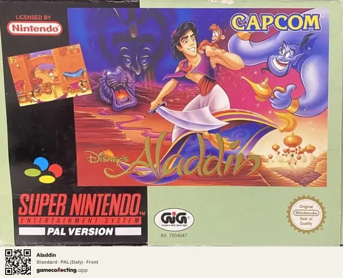 Aladdin Super Nintendo Entertainment System, Italy box front