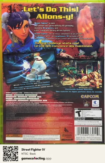 Street Fighter IV Xbox 360, NTSC box back