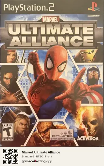 Marvel: Ultimate Alliance PlayStation 2, NTSC box front
