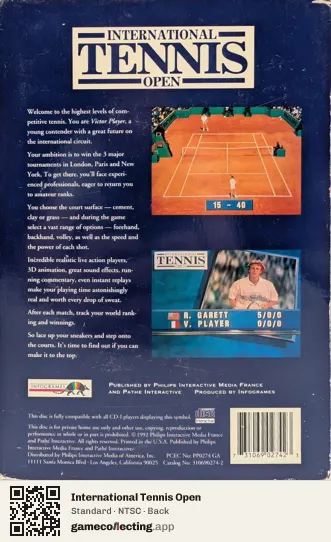 International Tennis Open Philips CD-i, NTSC box back