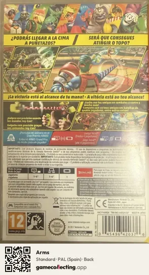 Arms Nintendo Switch, Spain box back