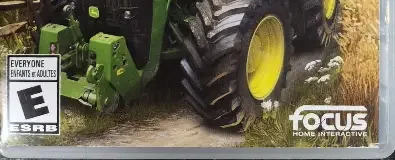 Farming Simulator 20, the ESRB box on its front