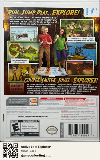 Active Life: Explorer Nintendo Wii, NTSC box back
