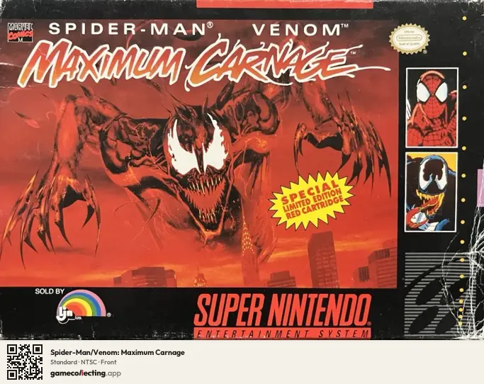 Spider-Man/Venom: Maximum Carnage Super Nintendo Entertainment System, NTSC box front