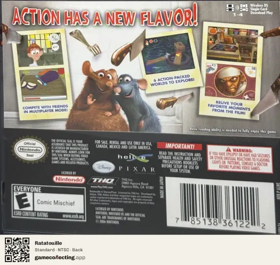 Ratatouille Nintendo DS, NTSC box back