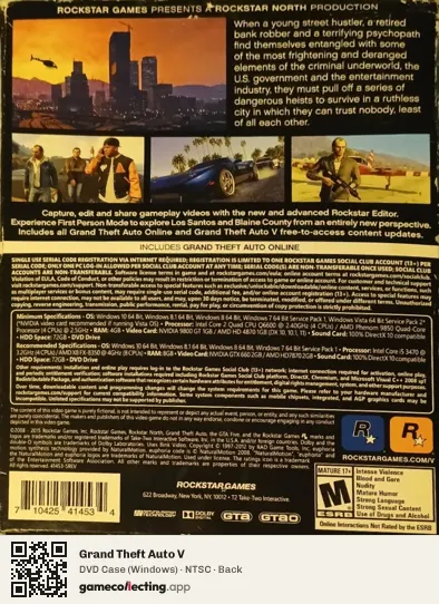 Grand Theft Auto V Computer, NTSC box back