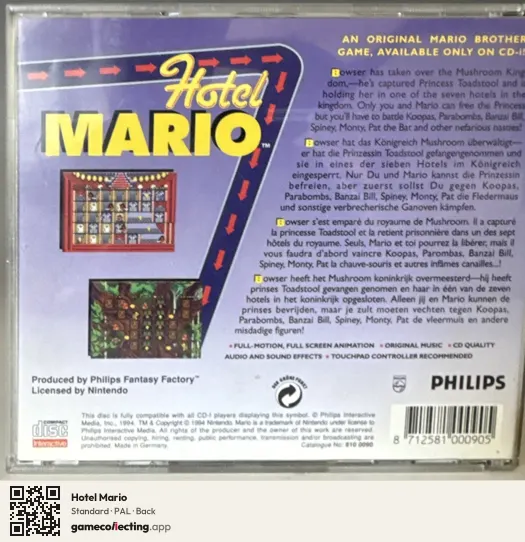Hotel Mario Philips CD-i, PAL box back