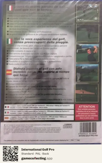 International Golf Pro PlayStation 2, PAL box back