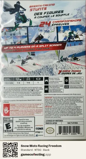 Snow Moto Racing Freedom Nintendo Switch, NTSC box back