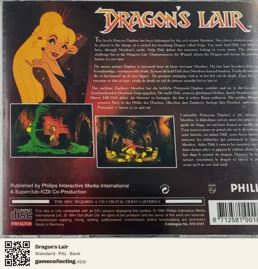 Dragon's Lair Philips CD-i, PAL box back
