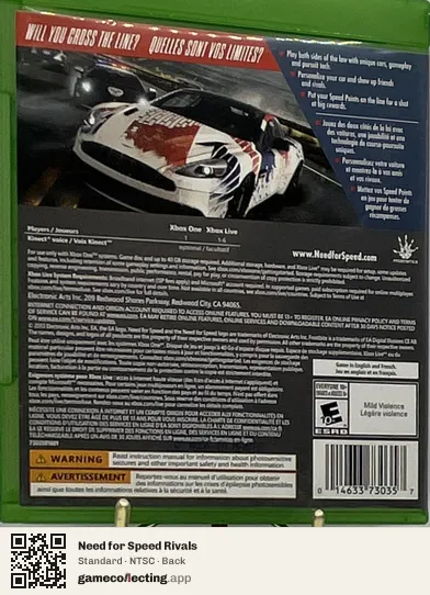 Need for Speed Rivals Xbox One, NTSC box back