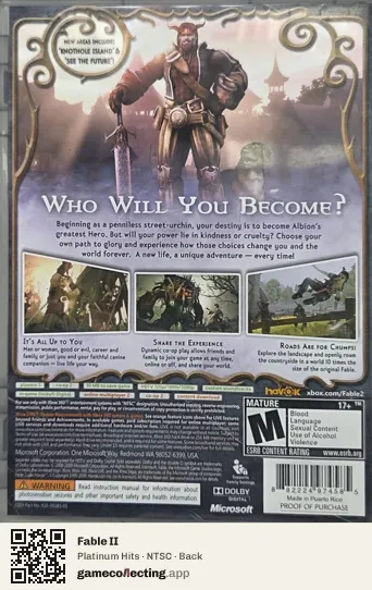 Fable II Xbox 360, NTSC box back