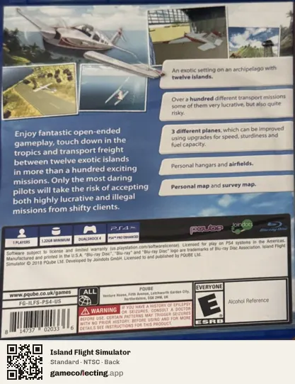 Island Flight Simulator PlayStation 4, NTSC box back