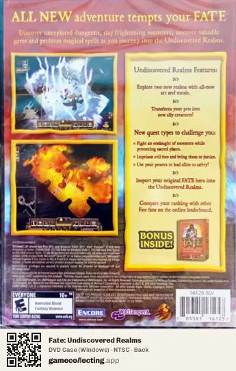 Fate: Undiscovered Realms Computer, NTSC box back