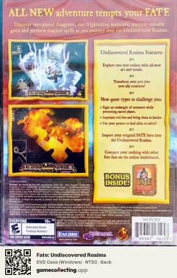 Fate: Undiscovered Realms Computer, NTSC box back