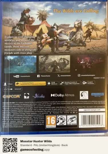 Monster Hunter Wilds PlayStation 5, United Kingdom box back