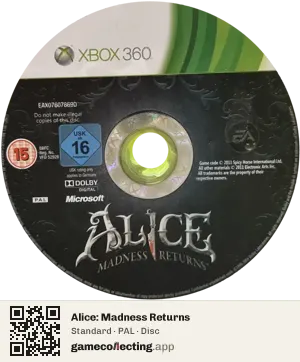 Alice: Madness Returns Xbox 360, PAL disc