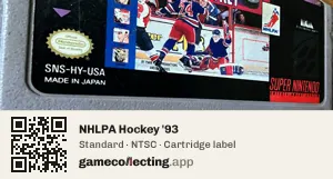 NHLPA Hockey '93 Super Nintendo Entertainment System, NTSC cartridge label