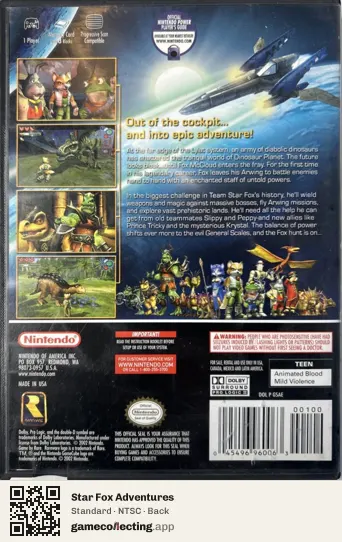 Star Fox Adventures Nintendo GameCube, NTSC box back