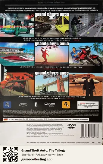 Grand Theft Auto: The Trilogy PlayStation 2, Germany box back