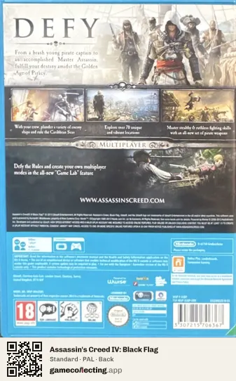 Assassin's Creed IV: Black Flag Nintendo Wii U, PAL box back