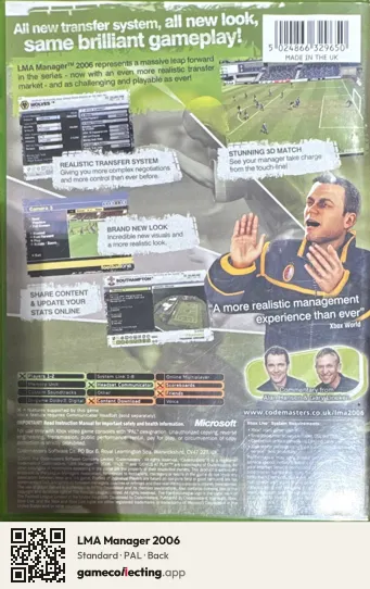 LMA Manager 2006 Xbox, PAL box back