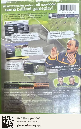 LMA Manager 2006 Xbox, PAL box back