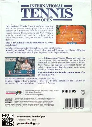 International Tennis Open Philips CD-i, PAL box back