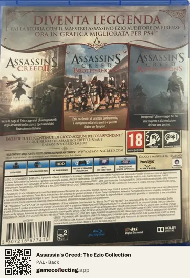Assassin's Creed: The Ezio Collection PlayStation 4, PAL box back