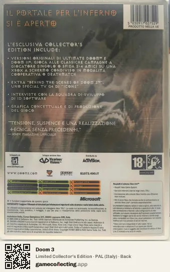 Doom 3 Xbox, Italy box back