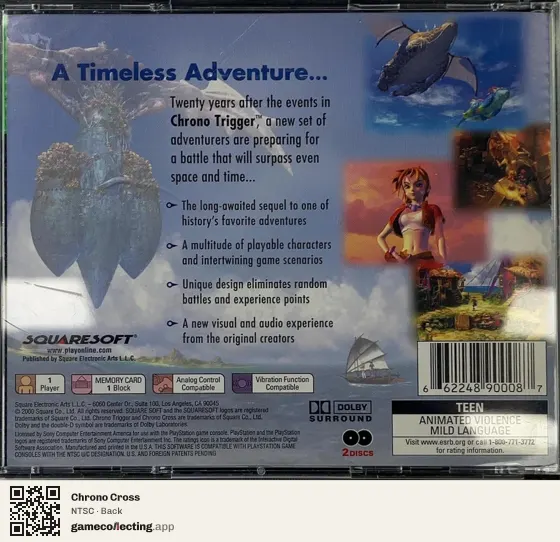 Chrono Cross PlayStation, NTSC box back