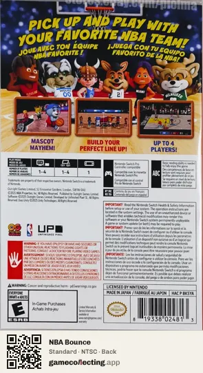 NBA Bounce Nintendo Switch, NTSC box back