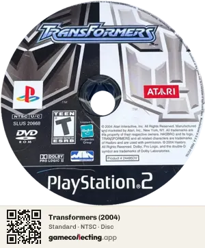 Transformers (2004) PlayStation 2, NTSC disc