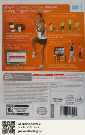 EA Sports Active 2 Nintendo Wii, NTSC box back