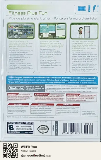 Wii Fit Plus Nintendo Wii, NTSC box back