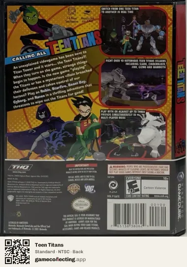 Teen Titans Nintendo GameCube, NTSC box back