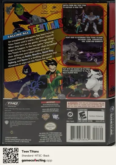 Teen Titans Nintendo GameCube, NTSC box back