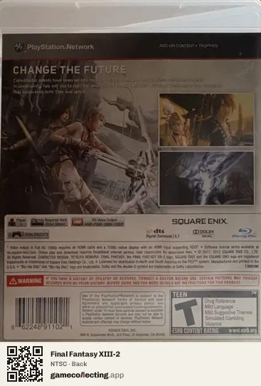 Final Fantasy XIII-2 PlayStation 3, NTSC box back