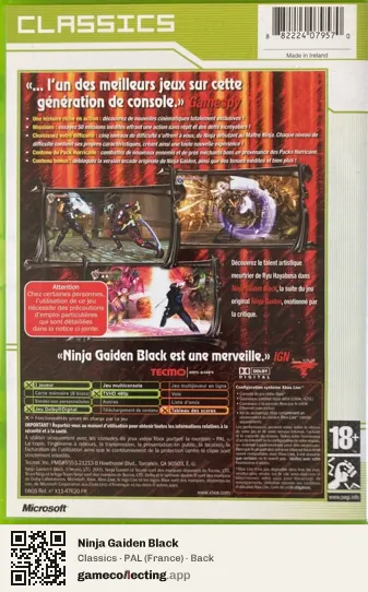 Ninja Gaiden Black Xbox, France box back